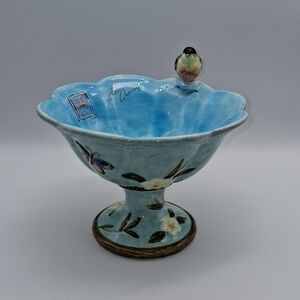 Handcrafted Ceramic Bowl with Bird Accent